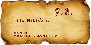 Filo Miklós névjegykártya