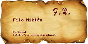 Filo Miklós névjegykártya
